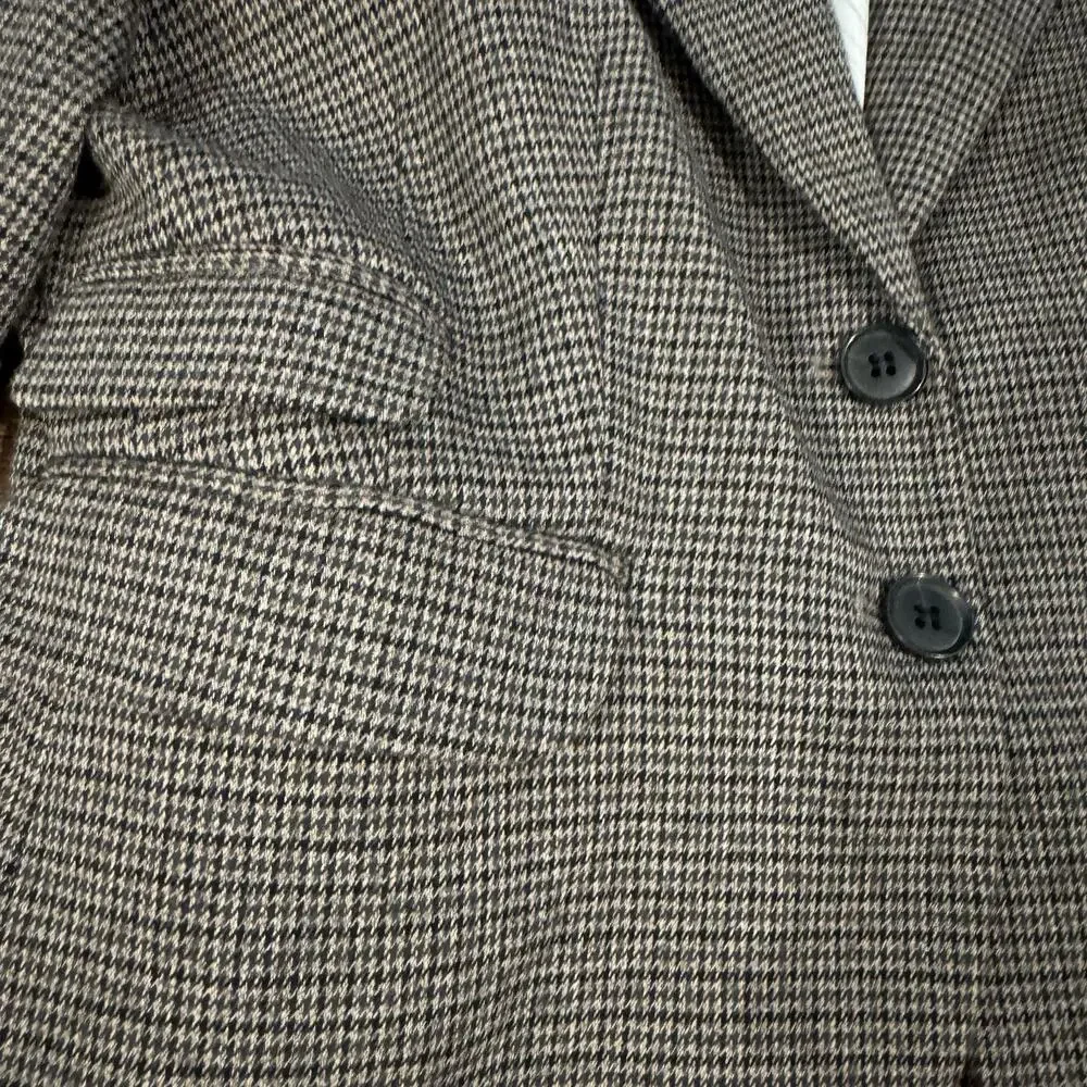 H&M Fitted Notched Lapel Houndstooth Suit Jacket Blazer 10 Academia Career